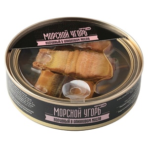 Угорь ECOFOOD морской копченый в оливковом масле /жесть/ 160г*12