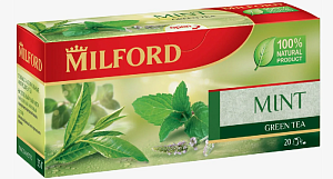 Чай MILFORD Зеленый байховый с Мятой (20 пакетиков) 35г*12