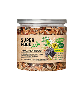 Смесь семян SUPER FOOD Mix с черносливом и яблоком /пл.банка с ключом/ 260г*6