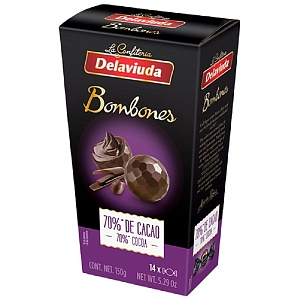 Конфеты DELAVIUDA Bombones 70% шоколадные из горького шоколада 150г*12
