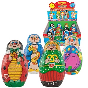 Шоколад фигурный "Матрёшка" с сюрпризом /шоубокс/ 90г*12