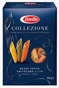 Макаронные изделия BARILLA COLLEZIONE Mezze Penne Tricolore/ Мецце Пенне трёхцвет. 500г*14