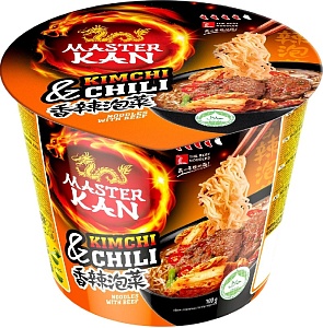 Лапша MASTER KAN "Kimchi Chili" с говядиной /чашка/ 100г*12