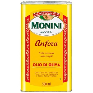 Масло MONINI Anfora оливковое рафинированное с добавлением нерафинированного /жесть/ 0,5л*6