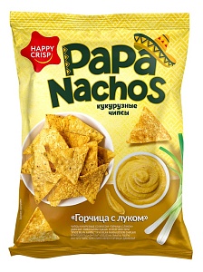 Чипсы HAPPY NACHOS кукурузные со вкусом "Горчица с луком" 75г*15