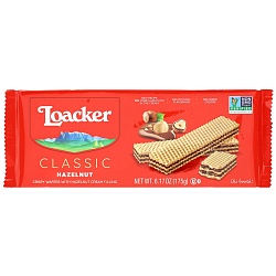 Вафли LOACKER CLASSIC хрустящие с лесным орехом 175г*18
