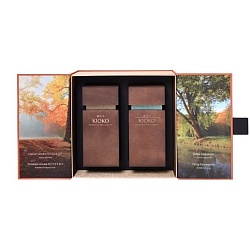 Набор KIOKO Wood Essence TERRACOTA чёрного и зелёного чая в деревянных тубусах (2вида х100г) 200г*4