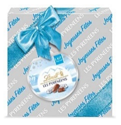 Конфеты LINDT PYRÉNÉENS CADEAU LAIT из молочного шоколада с нежной молочной начинкой пралине GIFT BOX, серая плоская /картон/ 204г*12