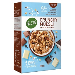 Мюсли 4LIFE хрустящие Chocolate trio /картон/ 350г*16