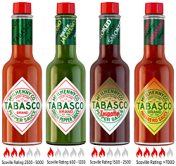 Соус TABASCO НАБОР Красный перечный+Зеленый перечный+Перечный Чипотле+Хабанеро (4шт*60мл) /спайка/ 240мл*2