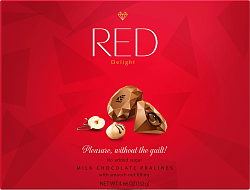 Конфеты RED из молочного шоколада с нежной ореховой начинкой 12 конфет 132г*8