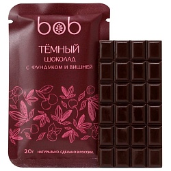 Шоколад BOB Темный с пастой из фундука и вишней /шоубокс/ 20г*20