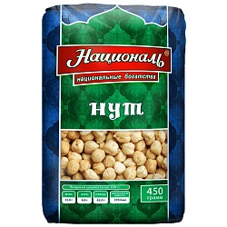 Нут НАЦИОНАЛЬ крупный для плова, супов, гарниров /пакет/ 450г*6
