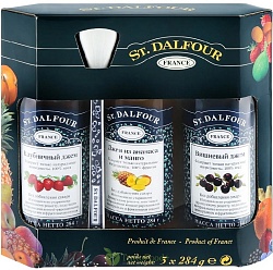 Джем St.Dalfour Набор (3*284) с фарф.ложкой 100% фрук. БЕЗ САХ. /стекло/ 852г*4