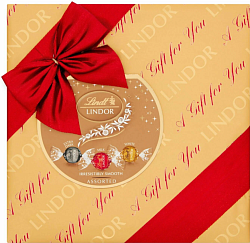 Конфеты LINDT LINDOR ассорти ASSORTED, золотая подарочная с бантом /картон/ 287г*12