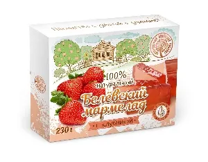 Мармелад БЕЛЕВСКИЙ натуральный пластовой КЛУБНИКА /картон/ 230г*20