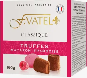 *Трюфель F.VATEL с кусочками печенья Макарон со вкусом малины /картон/ 160г*12