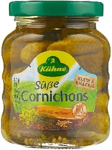Корнишоны KUHNE сладкие /стекло/ 180г*10