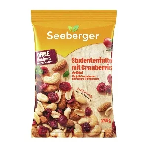 Смесь SEEBERGER SE1203901 обжаренных ядер кешью, миндаля, арахиса и мягкой клюквы с сахаром Roasted nuts and cranberries 125г*13