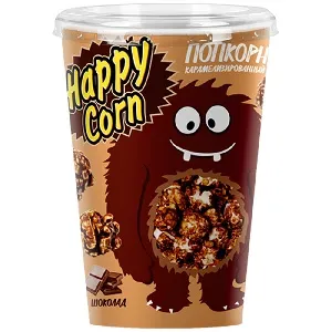 Воздушная кукуруза HAPPY CORN Монстрики - ШОКОЛАД /стакан/ 100г*6