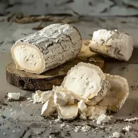 Сыр БЕЛЫЙ КАМЕНЬ мягкий из козьего молока с белой плесенью Мон Флер ~90г Сыр БЕЛЫЙ КАМЕНЬ мягкий из козьего молока с белой плесенью Мон Флер ~90г