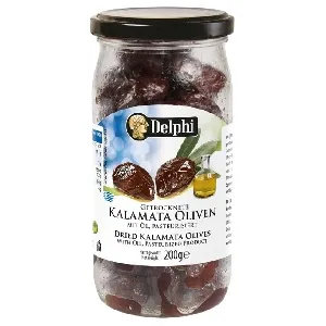 Маслины DELPHI KALAMATA с косточкой сушеные /стекло/ 200г*12
