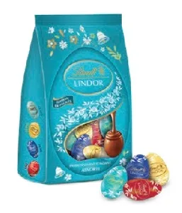 Яйца шоколадные LINDT ASSORTED SACHET Medium Egg ассорти, голубой /пакет/ 180г*18
