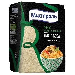 Рис МИСТРАЛЬ длиннозерный для плова традиционного /пакет/ 2кг*8 Рис МИСТРАЛЬ длиннозерный для плова традиционного /пакет/ 2кг*8