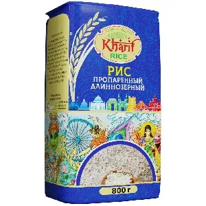 Рис KHARIF пропаренный длиннозерный /пакет/ 800г*9