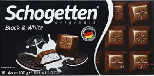 Шоколад SCHOGETTEN с начинкой ванильного крема с кусочками печенья с какао BLACK&WHITE 100г*15