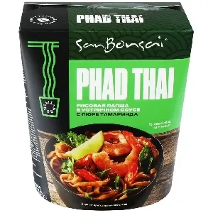 Лапша SANBONSAI PHAD THAI рисовая в устричном соусе с пюре тамаринда /картон/ 123г*24