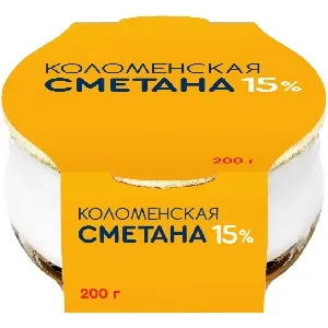 Сметана КОЛОМЕНСКОЕ мдж 15% /стекло/ 200г*4