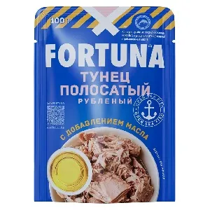 Тунец FORTUNA рубленый с маслом /пауч/ 100г*24
