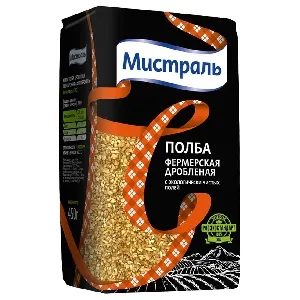 Крупа МИСТРАЛЬ полба дробленая Фермерская /пакет/ 450г*12