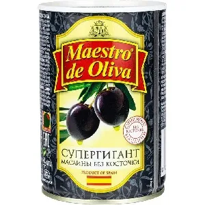Маслины MAESTRO DE OLIVA Супергигант без кости /жесть/ 425г*24 Маслины MAESTRO DE OLIVA Супергигант без кости /жесть/ 425г*24
