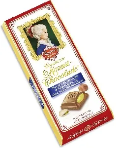 Шоколад REBER 4002 молочный AlpenVollmilch с ореховым пралине и фисташковым марципаном /картон/ 100г*10