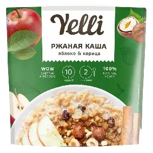 Каша YELLI Ржаная яблоко&корица 60г*10
