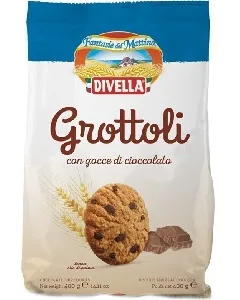 Печенье DIVELLA GROTTOLI Шоколадные капли 400г*18