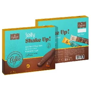 Батончики COUTURIER JELLY SHAKE UP! Мармеладные в шоколаде со вкусом кофе "Cappuccino" /картон/ 155г*24