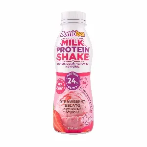 Коктейль BOMBBAR молочный ультрапастеризованный со вкусом ванили "Клубничный джелато" /пэт/ 0,35л*12