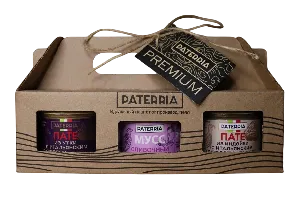 Набор PATERRIA "Премиум" (пате из утки с трюфелем, пате из цыпленка с трюфелем, мусс из перепела) 270г*4 Набор PATERRIA "Премиум" (пате из утки с трюфелем, пате из цыпленка с трюфелем, мусс из перепела) 270г*4