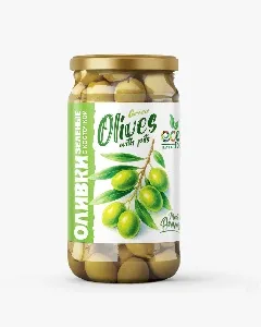 Оливки ECOFOOD зеленые с косточкой /стекло/ 350г*6