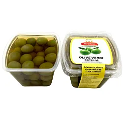 Оливки FIOR DI TERRA зеленые сицилийские с/к (сухой вес 250г) /пластик/ 480г*16