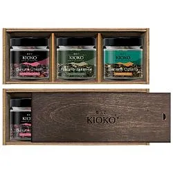 Набор KIOKO OKINAWA BLOSSOM Коллекция черного чая, зеленого чая и улуна /деревянная коробка с крышкой/ 120г*6