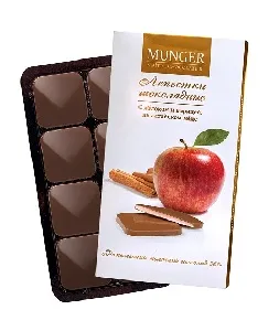 Лепестки MUNGER Maître Chocolatie из молочного шоколада с яблочной начинкой и корицей /картон/ 52г*10