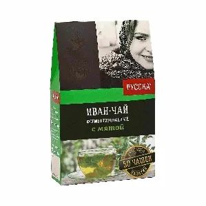 Чай РУССКА Иван-чай ферментированный с мятой /коробка/ 50г*20