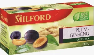 Чай MILFORD Зеленый байховый ароматизир. Слива-Женьшень (20 пакетиков) 35г*12
