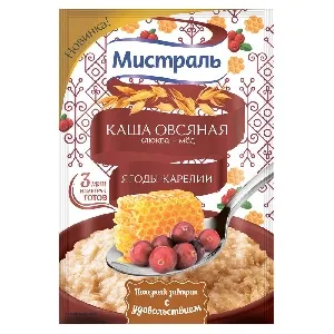 Каша МИСТРАЛЬ овсяная "Ягоды карелии" клюква-мед /пакет/ 40г*25 Каша МИСТРАЛЬ овсяная "Ягоды карелии" клюква-мед /пакет/ 40г*25