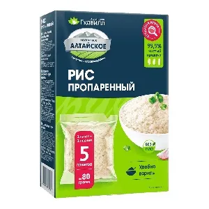 Рис АЛТАЙСКОЕ пропаренный (5*80г) в пакетиках /картон/ 400г*9