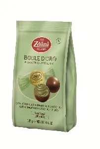 Конфеты ZAINI «BOULE D'OR» PISTACCHIO пралине из молочного шоколада с нежной кремовой начинкой ФИСТАШКА /пакет/ 125г*12